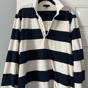 J. Crew Navy and White Striped Rugby Shirt